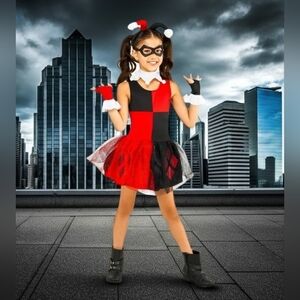 Adorable Harley Quinn Girl's Costume Fun Playful Super Villain Collection Gift